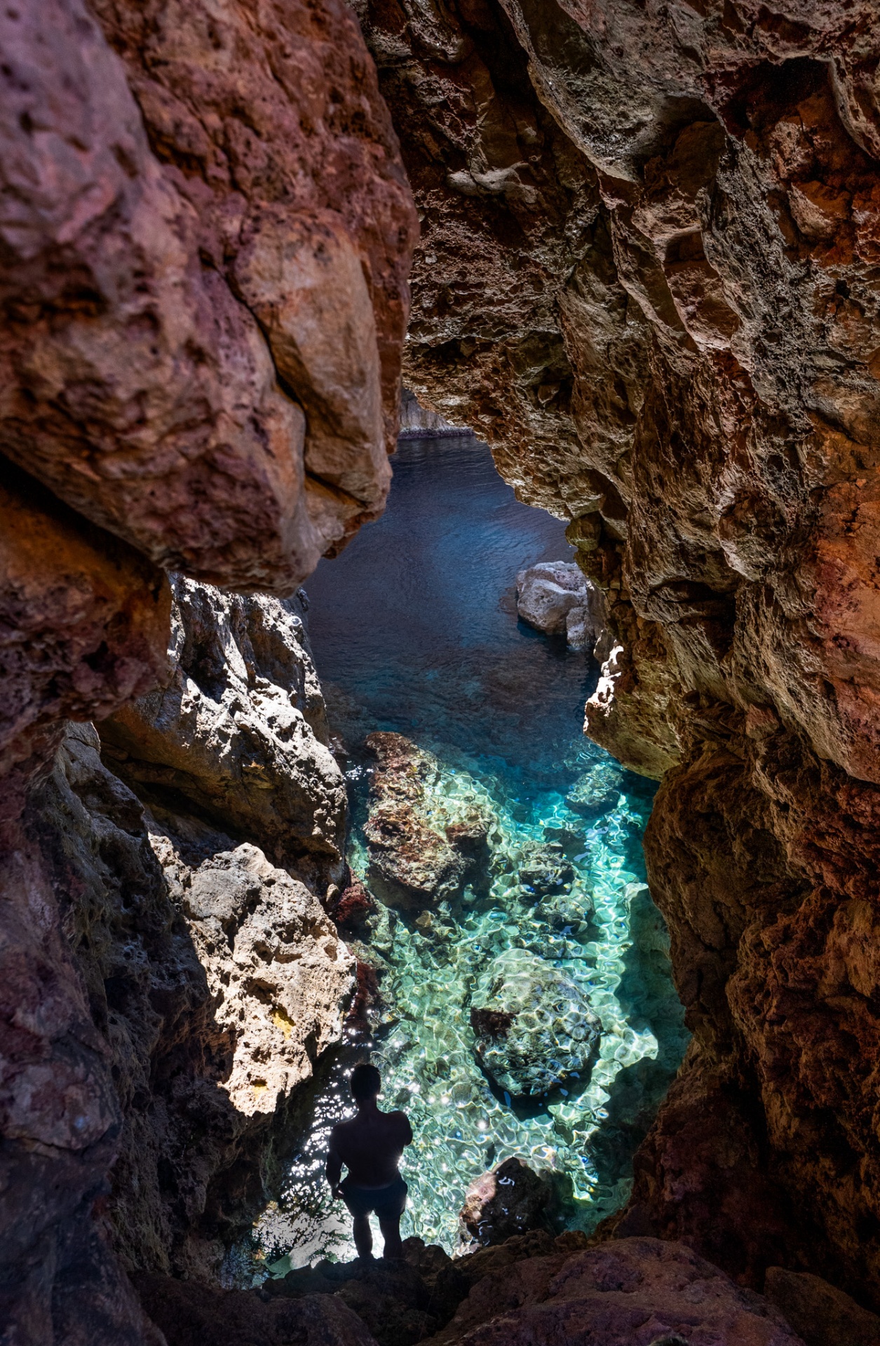 Alpine Express, hidden cave channel with bright clear water