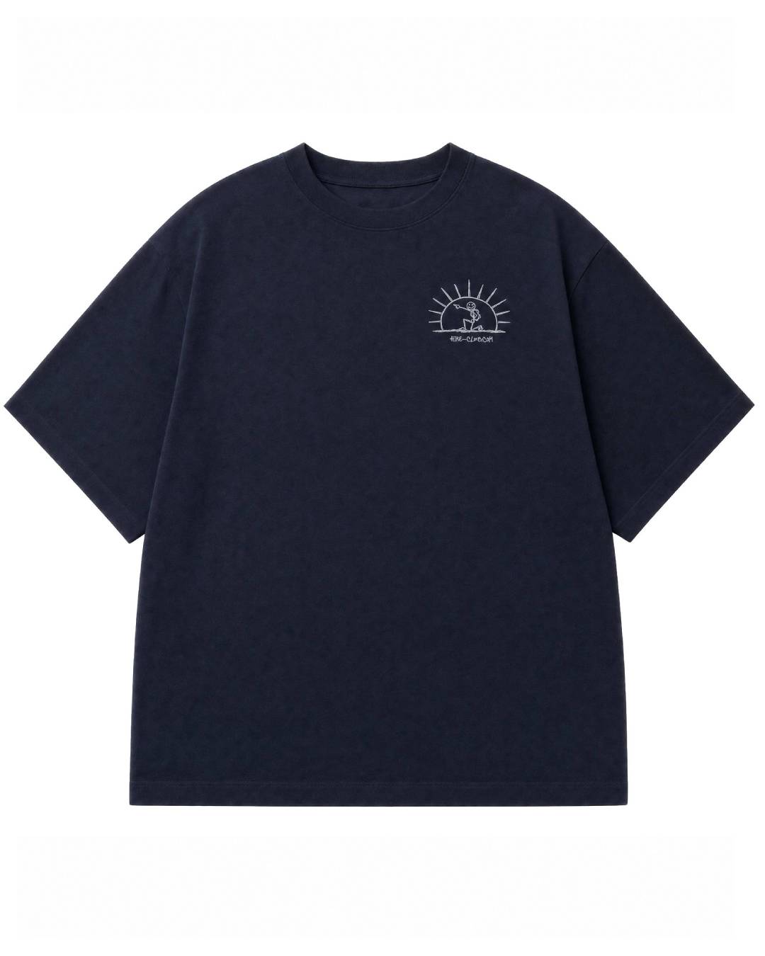 Navy Hike Club Ibiza T-shirt, front chest graphic