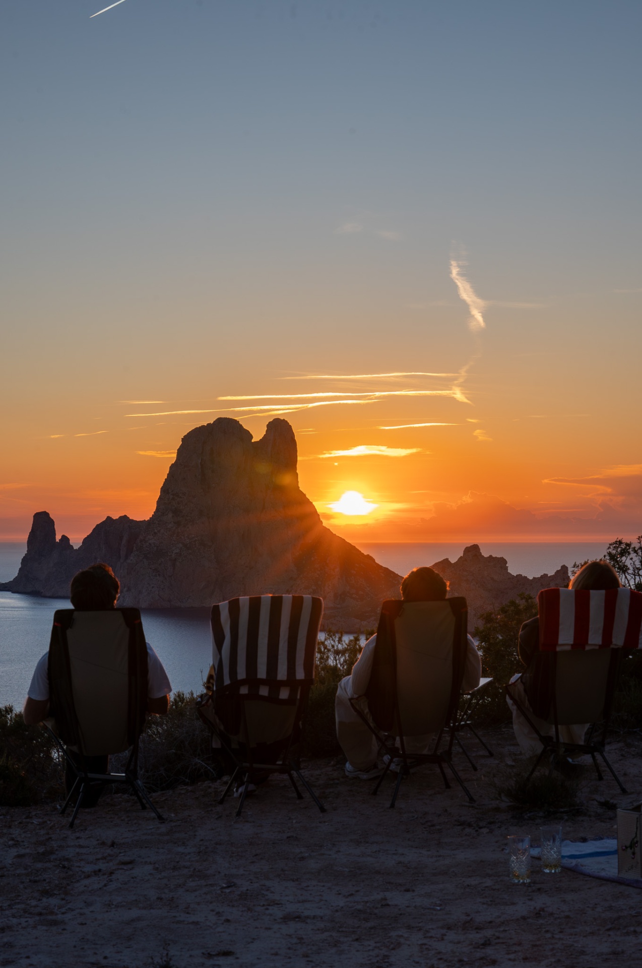 Woweee Sunset, group settled in for sundown over Es Vedrà