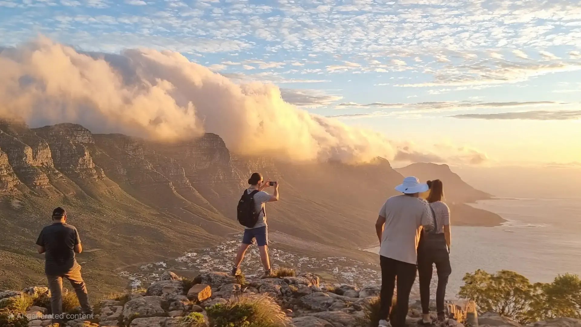 Golden hour clouds spilling over the Twelve Apostles